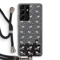 Zwarte poes: Samsung Galaxy S21 Ultra Transparant Hoesje met koord