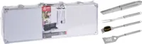 BARBECUEGEREEDSCHAPSET RVS 4 DLG, IN ALUMINIUM KOFFER 46X16X8CM