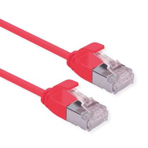 ROLINE GREEN F/UTP DataCenter Patchkabel Cat.6A (Class EA), LSOH, extra dun, rood, 0,15 m