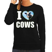 I love cows sweater / trui met dieren foto van een koe zwart voor dames - thumbnail