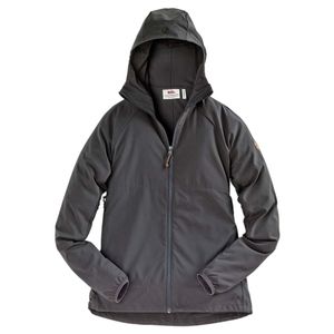 FjÃ¤llrÃ¤ven Damesjack Abisko Hybrid Windbreaker W, donkergrijs, Maat: XS