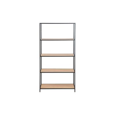 Leen Bakker - Boekenkast Jaxx - Eikenkleur - 150x77x35 Cm - Metaal/MDF - Bruin#Zwart