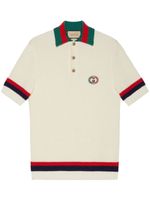 Gucci Web knitted cotton polo shirt - Blanc - thumbnail