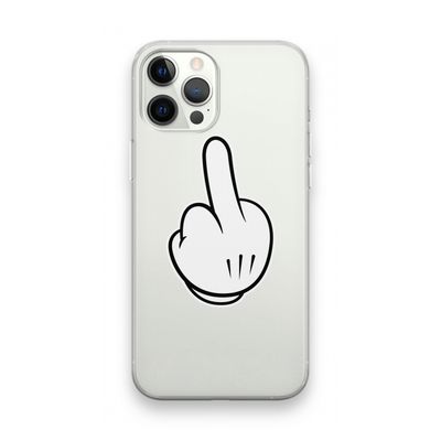 Middle finger white: iPhone 12 Pro Max Transparant Hoesje