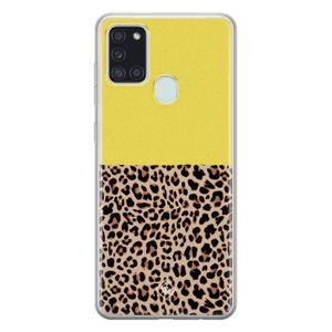 Samsung Galaxy A21s siliconen hoesje - Luipaard geel