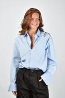 Ami Paris blouse USH766.CO0219 bleu cachemire/blanc