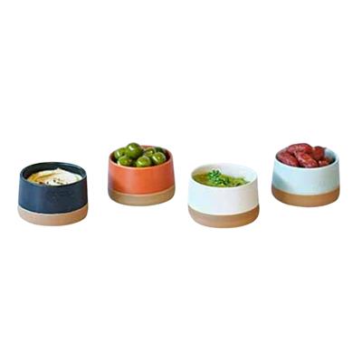 Cosy & Trendy Kommetje/serveer schaaltje - 4x stuks - D9 x 5 cm - aardewerk - mix kleuren