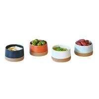 Cosy & Trendy Kommetje/serveer schaaltje - 4x stuks - D9 x 5 cm - aardewerk - mix kleuren