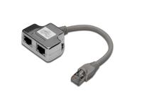 Digitus RJ45 Netwerk Adapter CAT 5, CAT 5e [1x RJ45-stekker - 2x RJ45-bus] Grijs