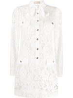 Elie Saab robe courte à fleurs en dentelle - Blanc - thumbnail