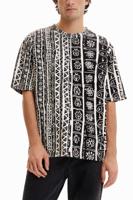 Arty T-shirt met sierranden - BLACK - XL