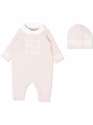 Fendi Kids barboteuse-bonnet à motif FF - Tons neutres