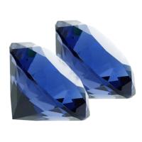 Namaak/nep diamant edelsteen - 2x - van glas - blauw - 4 x 4 cm Namaak/nep diamant edelsteen - 2x - van glas - blauw - 4 x 4 cm