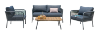 Nador lounge set 4pcs anthracite steel/rope anthracite/acacia teak look Eurofar - Eurofar