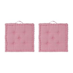 Items Vloerkussen Kenya - 2x - Roze - katoen - 60 x 60 x 13 cm - Extra dik grond zitkussen