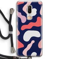 Memphis Shapes Pink: OnePlus 6 Transparant Hoesje met koord