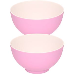 8x stuks onbreekbare kunststof/melamine roze dessert schaaltje Dia 14 x H 7.5 cm voor outdoor/camp