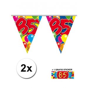 2x vlaggenlijn 85 jaar met gratis sticker