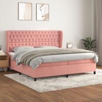 Boxspring met matras fluweel roze 200x200 cm