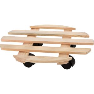 Plantentrolley - hout - naturel - rond - D35 cm - 50 kilo