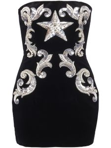 Balmain embroidered-star bandeau cotton minidress - Noir