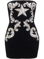 Balmain embroidered-star bandeau cotton minidress - Noir - thumbnail