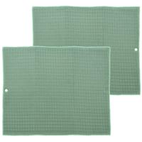 Afwas afdruipmat keuken - 2x - absorberend- microvezel - groen - 40 x 48 cm - thumbnail