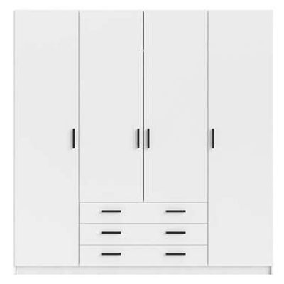 Kledingkast Sprint 4-deurs - wit - 200x196x50 cm - Leen Bakker