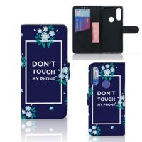 Alcatel 1S 2020 Portemonnee Hoesje Flowers Blue DTMP