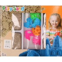 4x Speelzand/magisch zand 250 gram bruin met 8 vormpjes speelgoed   - - thumbnail