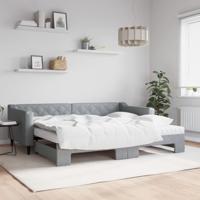 Slaapbank onderschuifbed en matrassen 90x200 cm stof lichtgrijs
