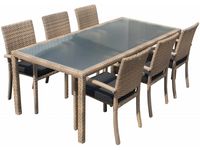 Tuinset Valetta III met Belgrado stoelen - Cappuccino - Plat vlechtwerk