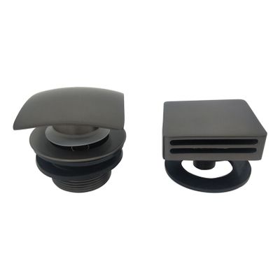 Wiesbaden Basic knop en waste voor bad overloop combinatie met vulfunctie vierkant gunmetal