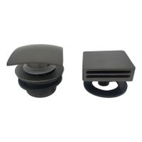 Wiesbaden Basic knop en waste voor bad overloop combinatie met vulfunctie vierkant gunmetal