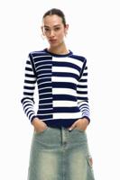 Geribde trui met strepen - WHITE - XL