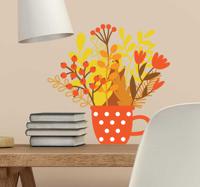 Sticker bloemen pot herfst - thumbnail