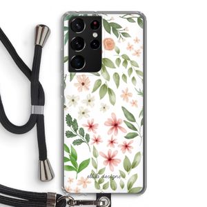Botanical sweet flower heaven: Samsung Galaxy S21 Ultra Transparant Hoesje met koord