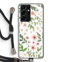 Botanical sweet flower heaven: Samsung Galaxy S21 Ultra Transparant Hoesje met koord