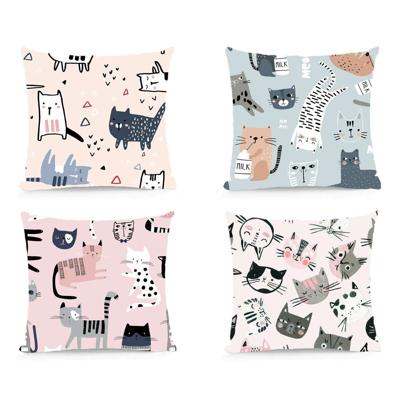 Kussen DKD Home Decor Polyester Multicolour Microvezel Katten (40 x 10 x 40 cm) (4 Stuks)