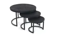 Salontafel set van 3 zwart hout