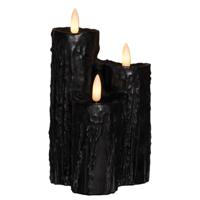 LED druipkaarsen - 3x st - zwart - 16 x 11 cm - wax - kaarsen - kaarsenset