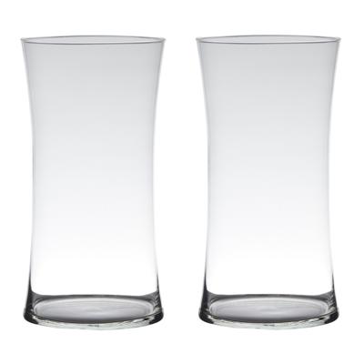 Hakbijl Glass Bloemenvaas/boeket vaas - Set van 2x stuks - transparant glas - 40 x 15 cm