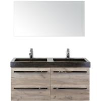 Seville Badmeubelset 120 cm - 4 Laden Craft Oak - Wastafel Lucca Dubbel met Spiegel
