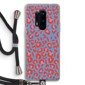 Leopard blue: OnePlus 8 Pro Transparant Hoesje met koord