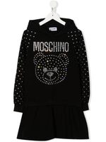 Moschino Kids robe péplum à logo orné de cristaux - Noir