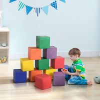 HOMCOM bouwstenenset 12-delige set schuimstof bouwstenen bouwblokken bouwspeelgoed voor kinderen schuimblokken voor kinderen van 1-3 jaar kunstleer EPE - thumbnail