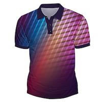 Geometrisch Neon Hawaii Casual Voor heren POLO Shirt golfpolo Korte mouw Dagelijks gebruik Vakantie Zomer nappi 3D-afdrukken Kraag blauw Micro-elastisch Polyester Melkvezel Lightinthebox