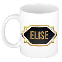 Naam cadeau mok / beker Elise met gouden embleem 300 ml