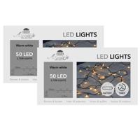 Kerstverlichting - 2x st- warm wit - 375 cm - 50 led lampjes - zwart snoer - op batterijen - thumbnail