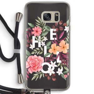 Hello in flowers: Samsung Galaxy S7 Transparant Hoesje met koord